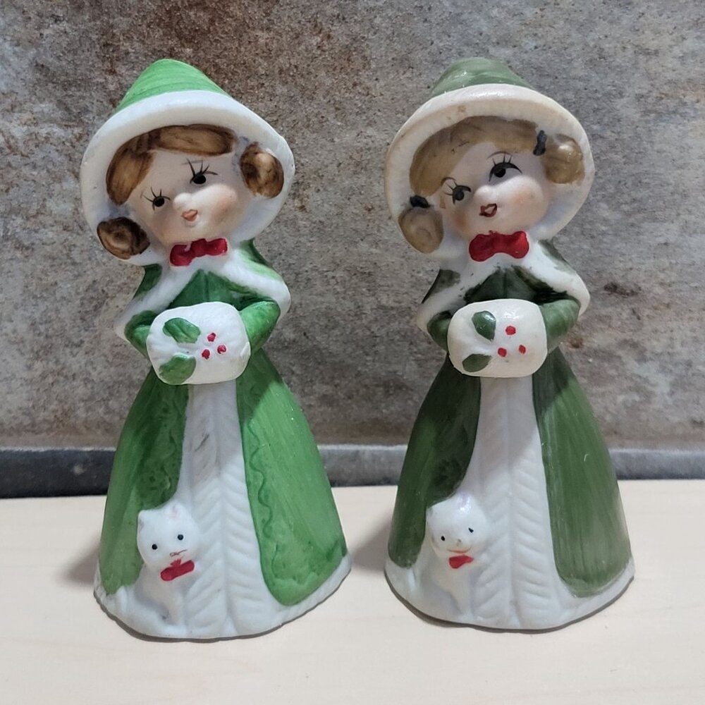 Vintage Jasco Christmas Bell Merri Bells Figurine Bisque Porcelain 1978